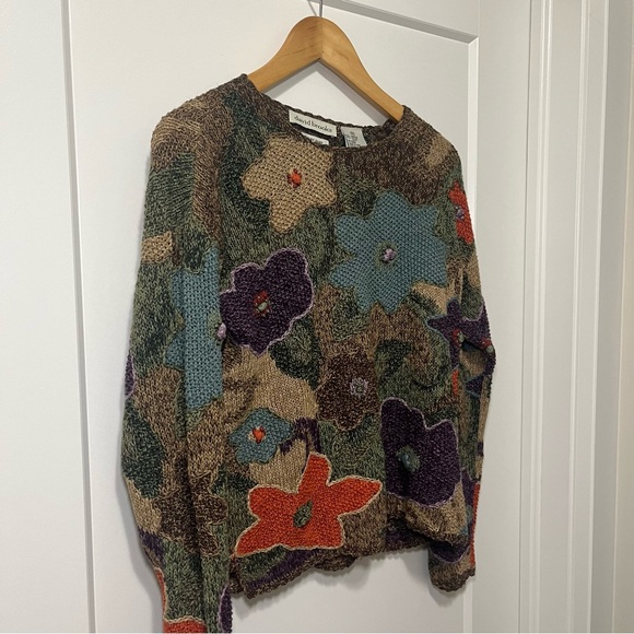DAVID BROOKS - Hand Knit - Floral Print Sweater - Women’s M - Picture 5 of 12